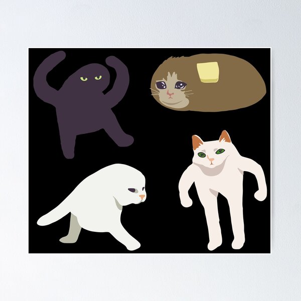 Cat Scared by Cucumber, Cursed Cat Images Poster for Sale by printify