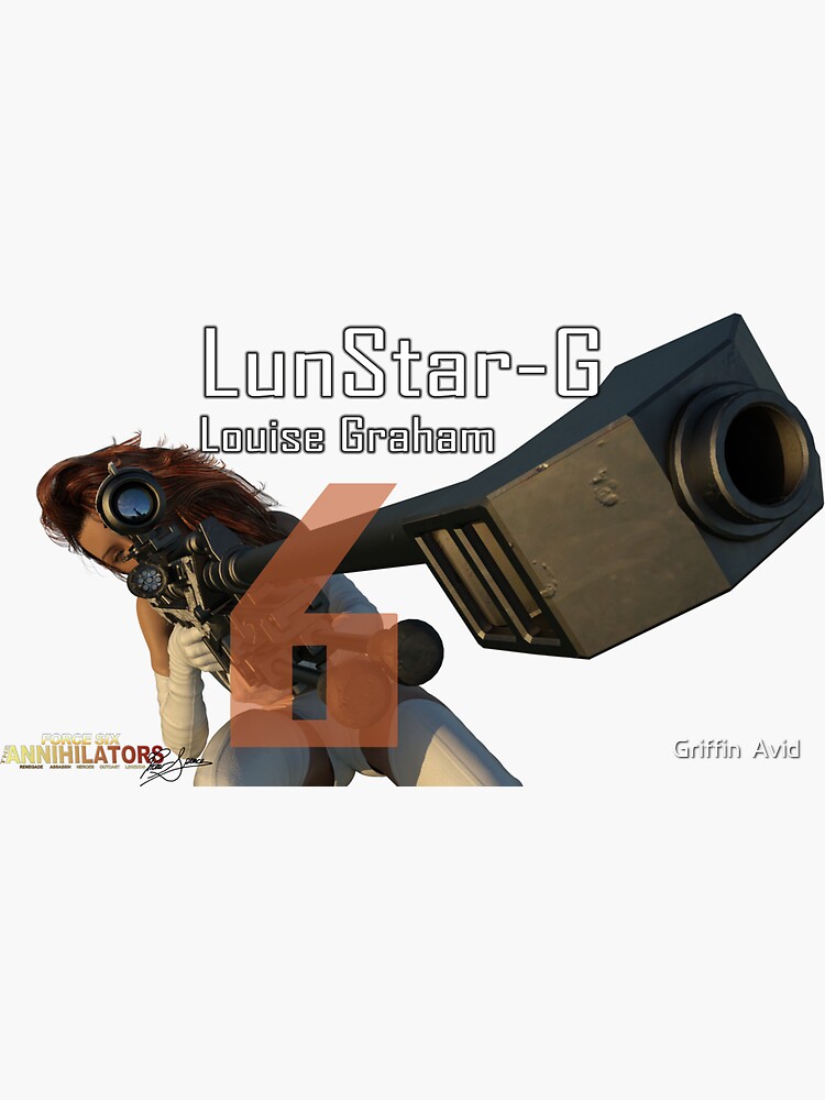 Thumbnail 3 of 3, Sticker, LunStar-G the Sniper Force Six designed and sold by DynamicUniverse.