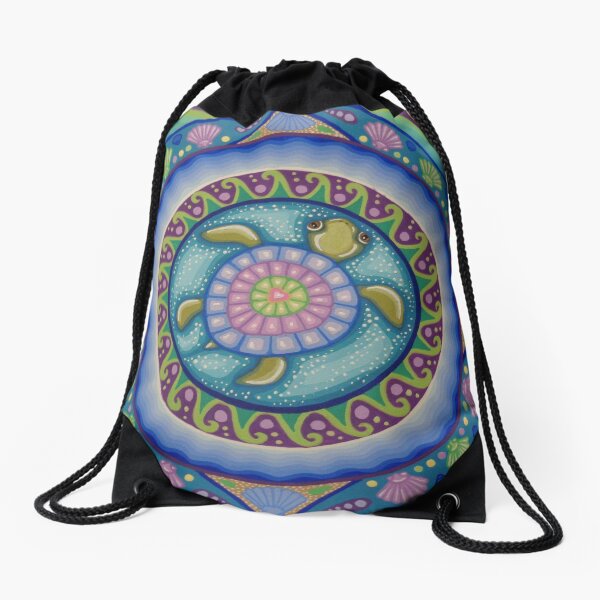 Mandala de tortue de mer Sac à cordon