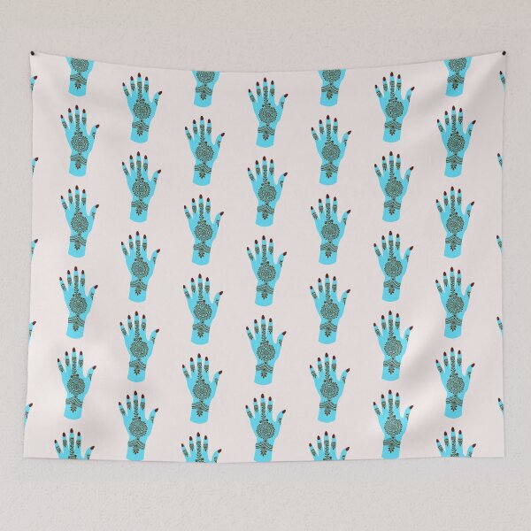 Item preview, Brown Henna on Fantasy Blue Hand designed and sold by HennaArtista.
