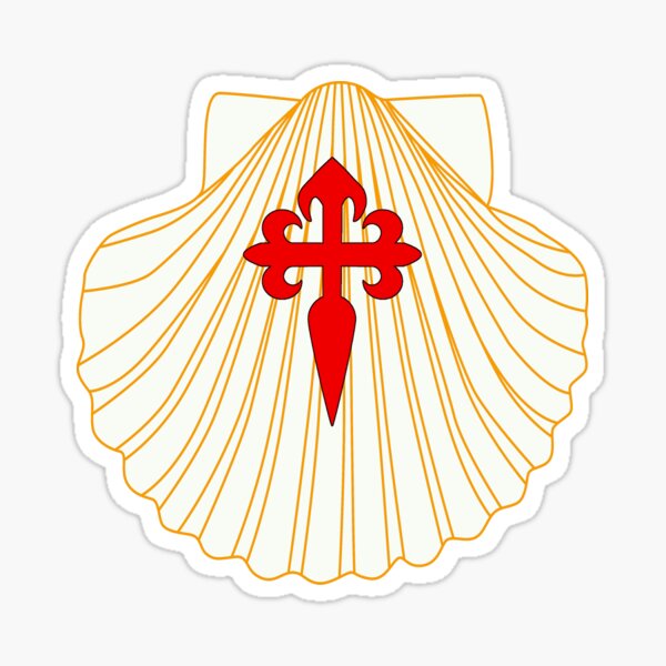 Artikel-Vorschau von Weiße Jakobsmuschel mit rotem Kreuz Camino de Santiago de Compostela Muschel Jakobskreuz, designt und verkauft von Brasilia.