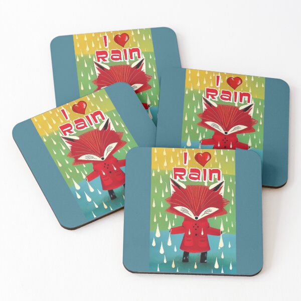 Item preview, I love (heart) rain (fox) designed and sold by SolidEarthArt.
