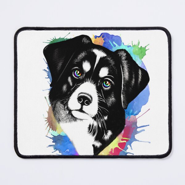 Item preview, Dog Surreal Cute Portrait with Rainbow Eyes designed and sold by BluedarkArt.