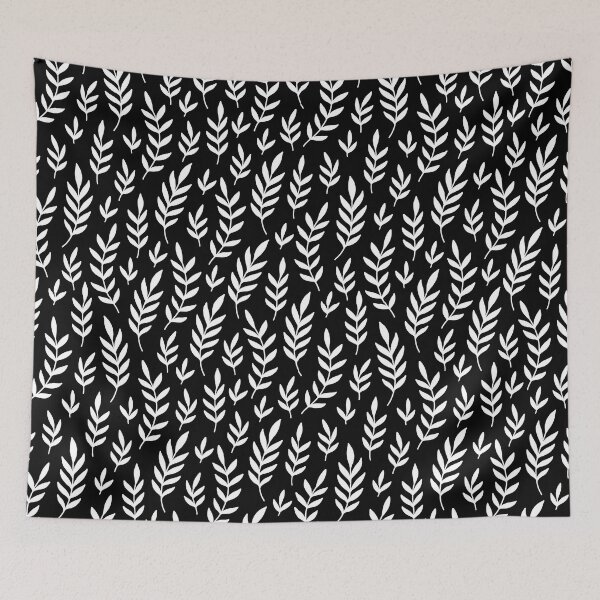 Aperçu de l'œuvre Motif de feuilles noir et blanc créée et vendue par JMSU.