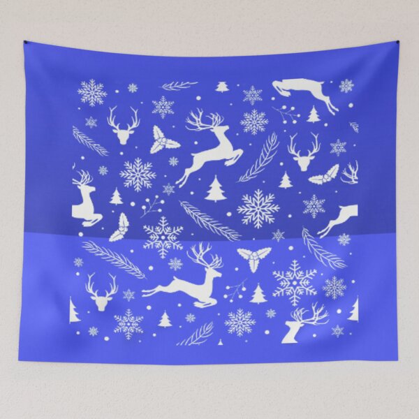 Item preview, Christmas patterns Christmas New Year toys gifts Christmas tree deer star antlers snowflakes twig white blue  designed and sold by ErisMerch.