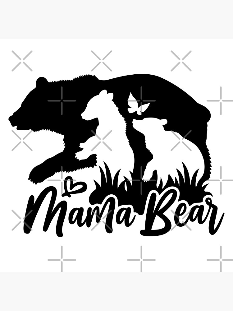 "mama bear, floral mama bear, bear and cub" Art Print for Sale by