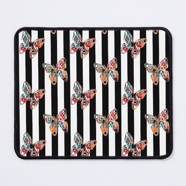 Item preview, Multicolored butterflies on a striped background. designed and sold by fuzzyfox.