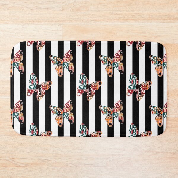 Item preview, Multicolored butterflies on a striped background. designed and sold by fuzzyfox.