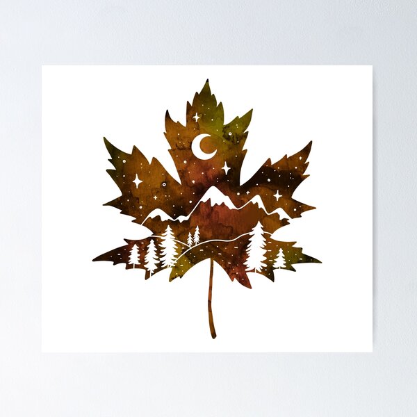 Artikelvorschau, Maple Leaf Mountains Watercolor entworfen und verkauft von pinapurri.