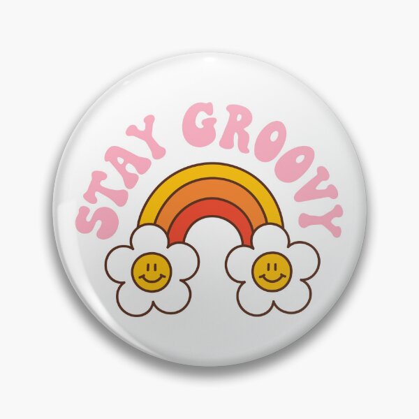 Item preview, Retro rainbow and daisy with text: Stay groovy designed and sold by Viaire.