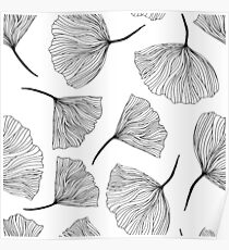 Fantasy flowers black and white. Poster
