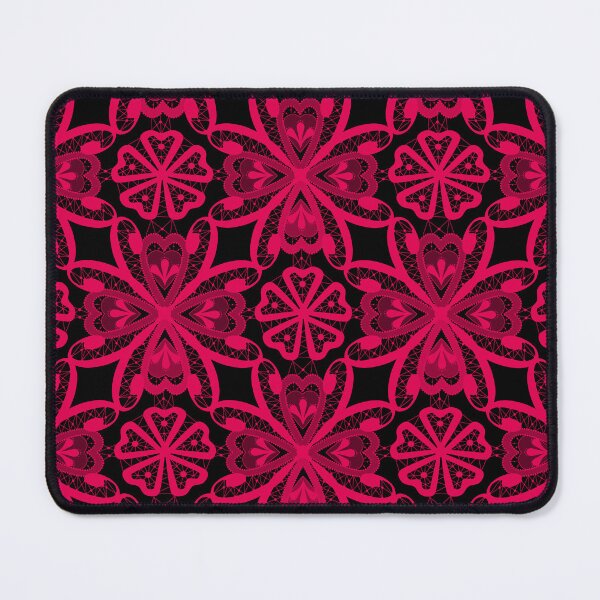 Item preview, Seamless crimson red romantic floral ornament lace black background designed and sold by fuzzyfox.
