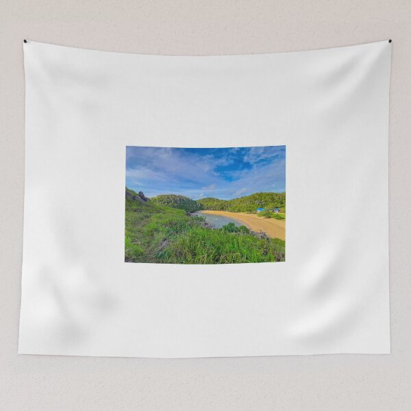 Item preview, Lonely blue hut at Kasap lagoon sand beach designed and sold by kall3bu.