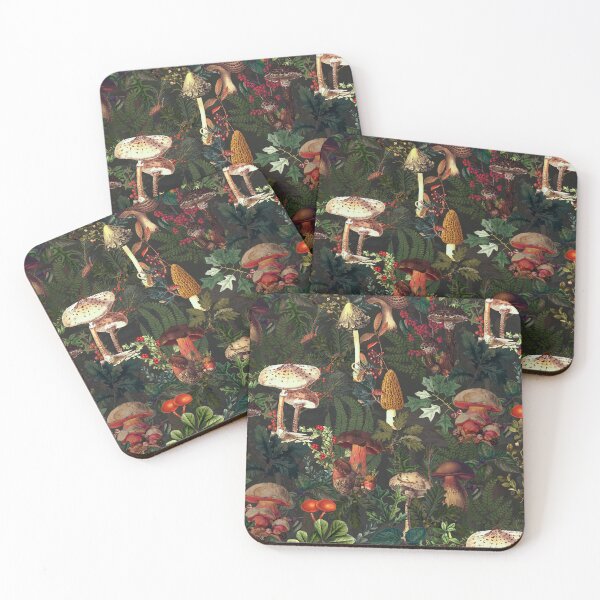 Item preview, Vintage Night Mushrooms Botanical Forest Garden- Pattern night green Botanical Night Garden Nightgarden designed and sold by UtArt.