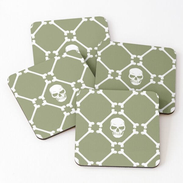 Item preview, Skull and bones pattern white - moss green designed and sold by Maria  Singh.