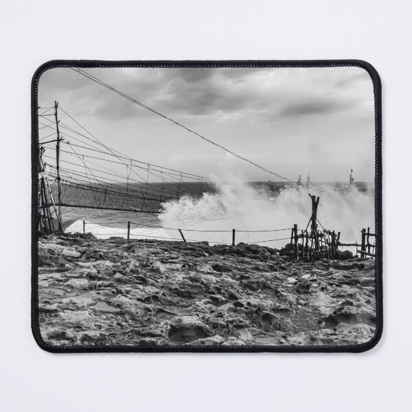 Item preview, Big wave hits swinging rope foot bridge to rock island designed and sold by kall3bu.