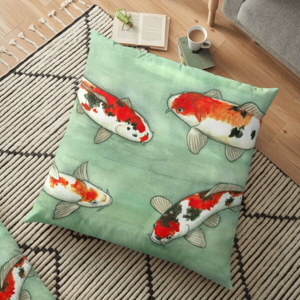 La ronde des carpes koi Coussin de sol