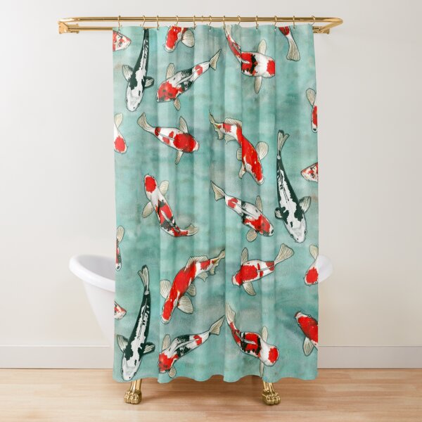 KOI FISH OVER FLOWING SHOWER CURTAIN