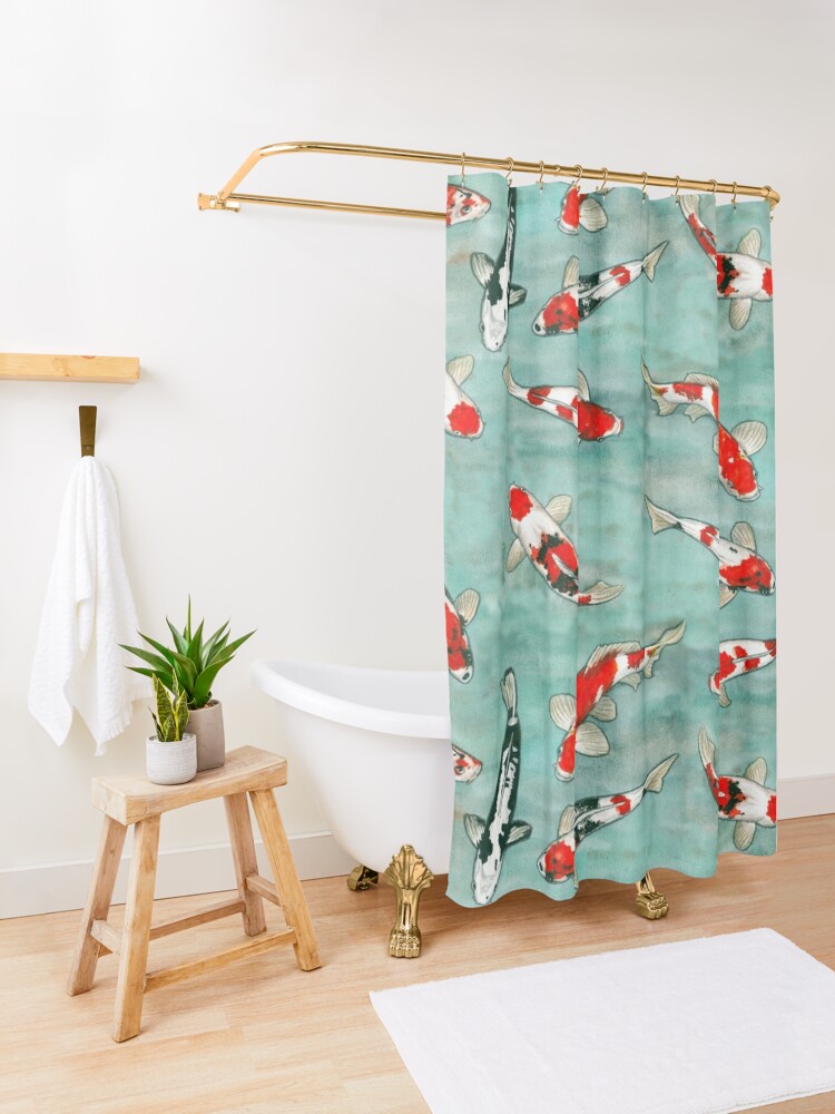 Koi Fish Pond, Goldfish Shower Curtain for Sale by STARLOQK