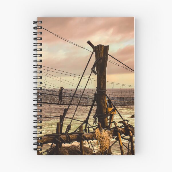 Item preview, A man on a swinging rope foot bridge. designed and sold by kall3bu.