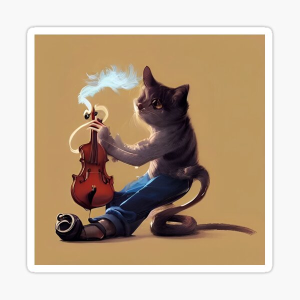 Cat Playing Violin Stickers for Sale | Redbubble