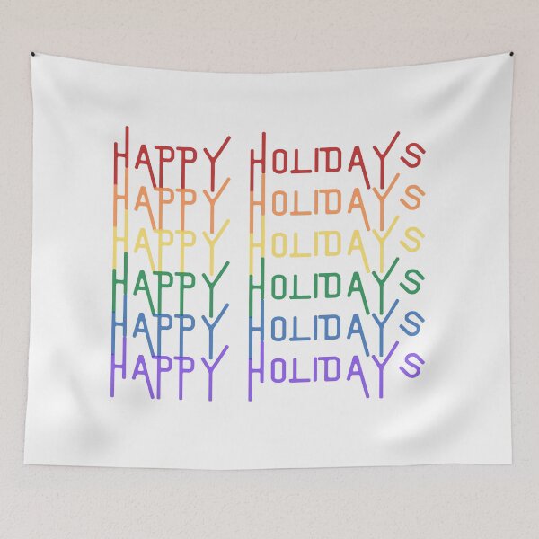 Item preview, HAPPY HOLIDAYS PRIDE | REPEATING RAINBOW TEXT HOLIDAYS designed and sold by Festive Feminist.