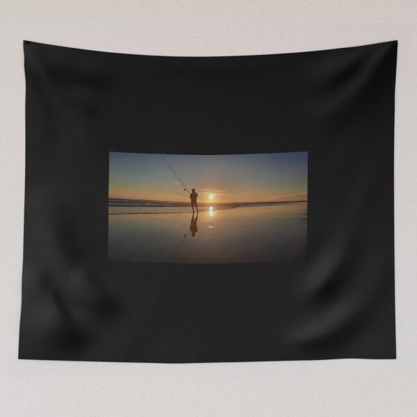 Item preview, A sea fishing man at a sunset beach designed and sold by kall3bu.