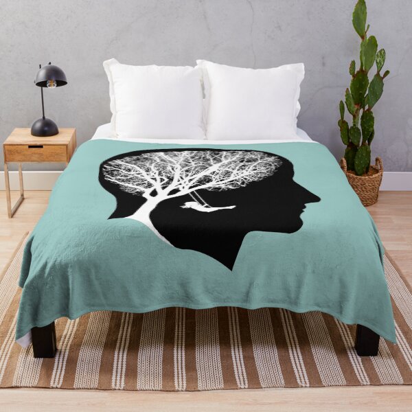 Item preview, Head brain silhouette, tree branches brain person , trees, tree, branches, skull, brain, Mental Health Matters, Depression, Anxiety designed and sold by Collagedream.