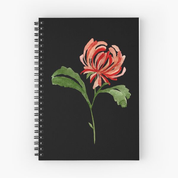 Item preview,  Watercolor chrysanthemum illustration on black background  designed and sold by Yana Mustafina | Boho Soulful Designs.