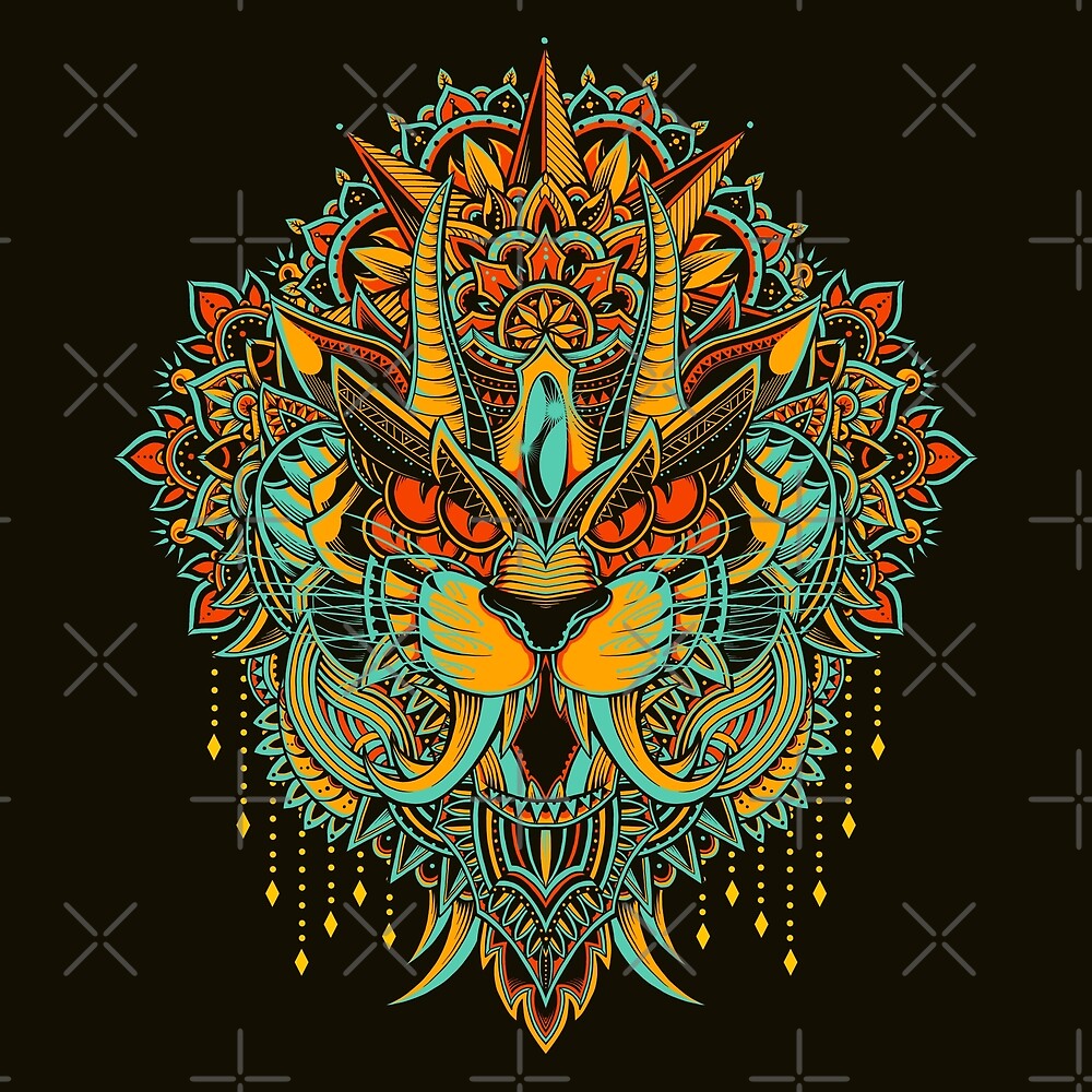 "Tiger Mandala (Colored Version)" by GODZILLARGE | Redbubble