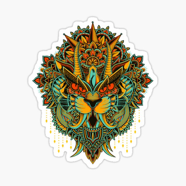 Tiger Mandala (Colored Version) Sticker