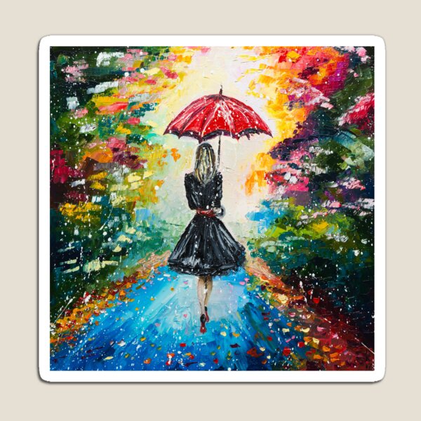 GIRL WITH A RED UMBRELLA Magnet