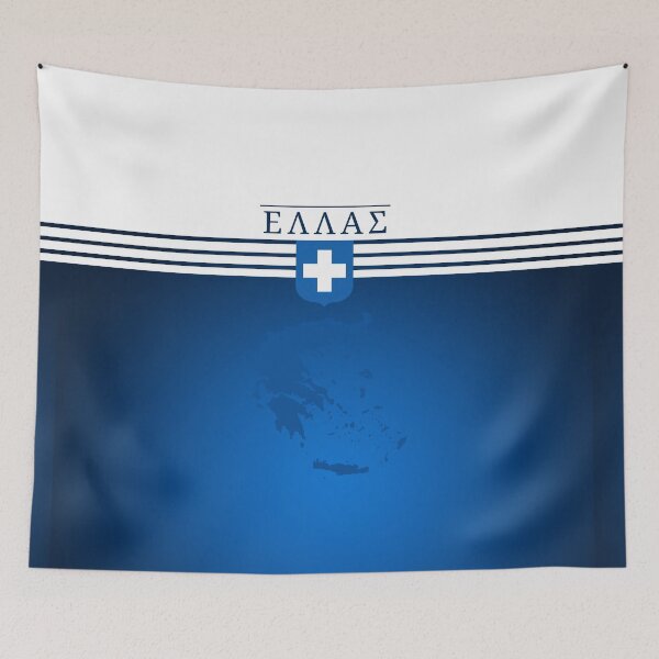 Item preview, Ellas White Dark Blue Stripe Map designed and sold by Yiorgos Designs.