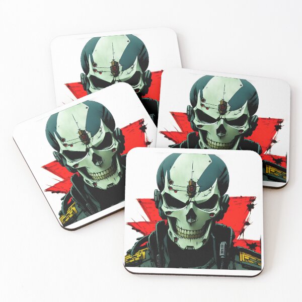 Item preview, Lieutanant Skull Face Reporting For Duty! Drawing Military Cyberpunk Portrait - Made With A.I.   designed and sold by SpektroDesign.