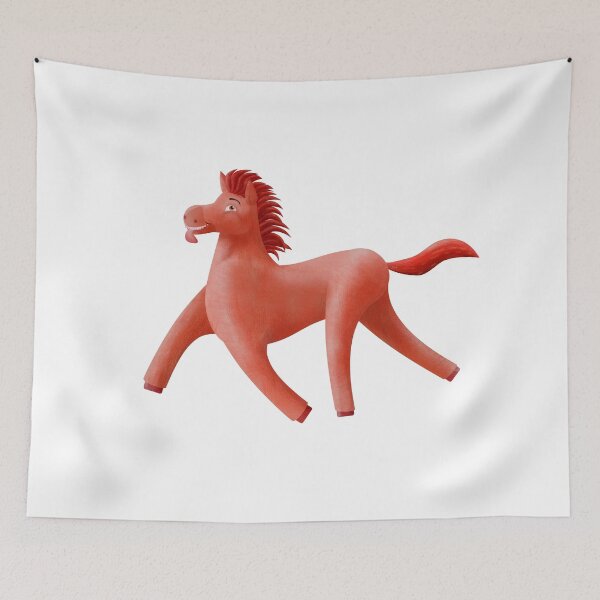 Item preview, Red Wonky Horse painterly designed and sold by BeccaDoodles.