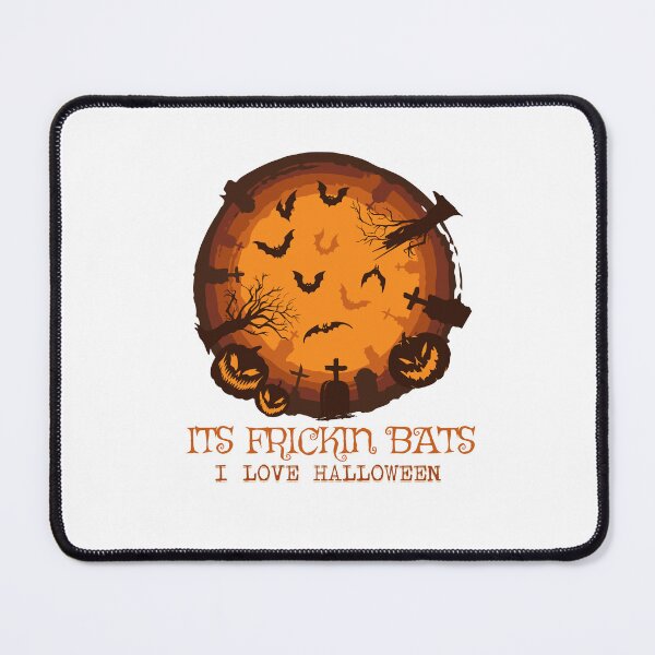 Item preview, Its Frickin Bats- I Love Halloween - Pumpkins Graveyard On Orange Background designed and sold by ImagesDesigns.