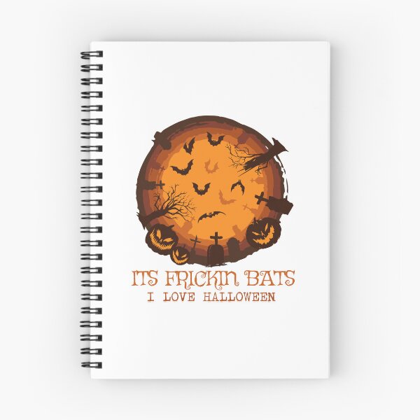 Item preview, Its Frickin Bats- I Love Halloween - Pumpkins Graveyard On Orange Background designed and sold by ImagesDesigns.