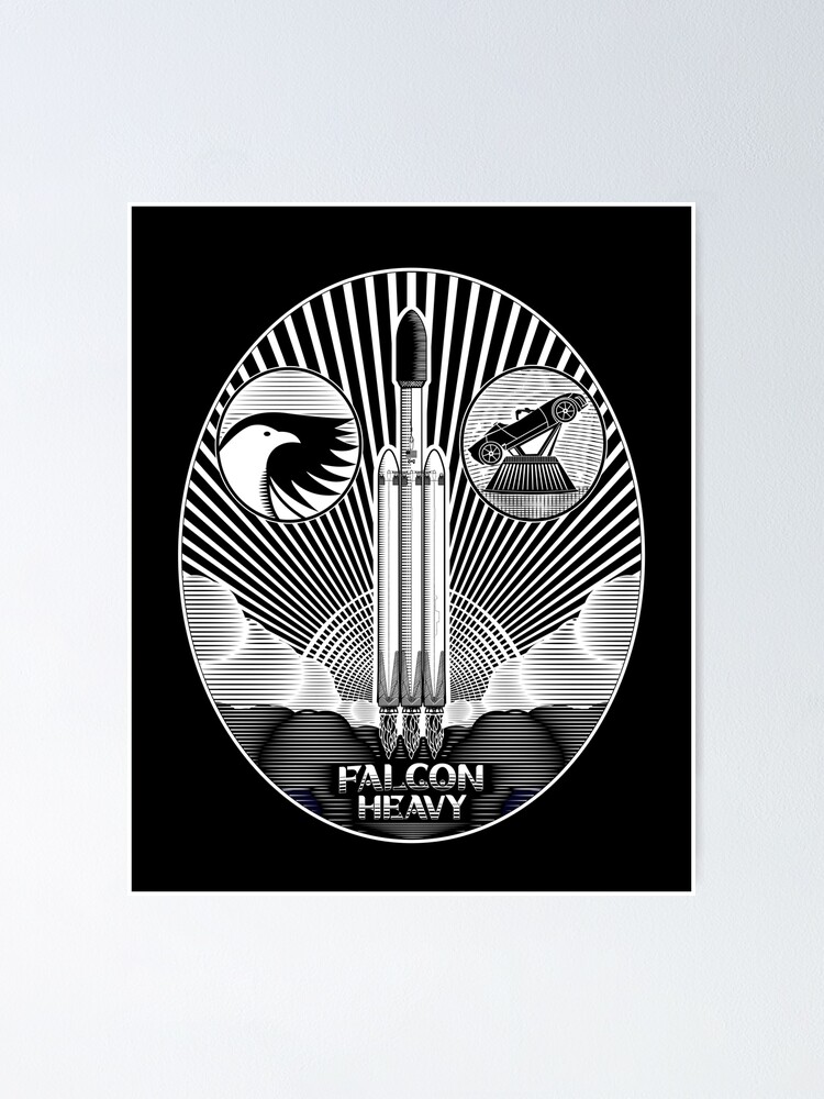 "Falcon Heavy Line Art" Poster for Sale by BGALAXY Redbubble