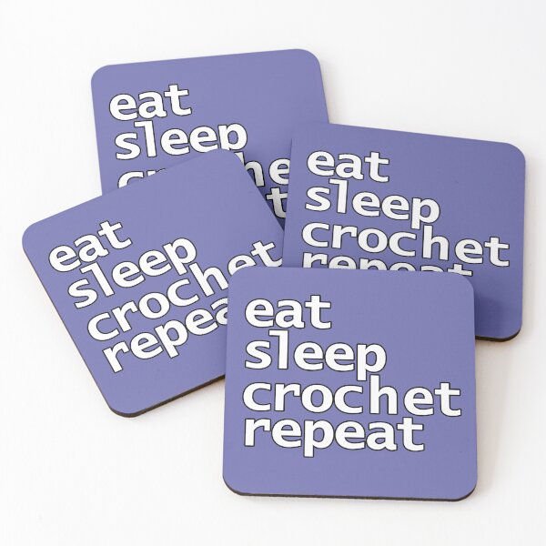 Item preview, Eat Sleep Crochet Repeat Minimal White Text Typography designed and sold by ellenhenry.