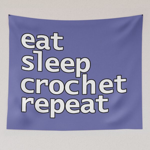 Item preview, Eat Sleep Crochet Repeat Minimal White Text Typography designed and sold by ellenhenry.