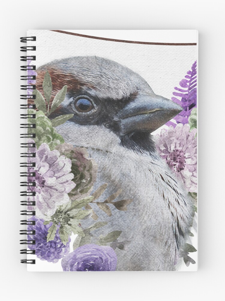 Thumbnail 1 of 3, Journal, Floral Sparrow designed and sold by CritterSticker.
