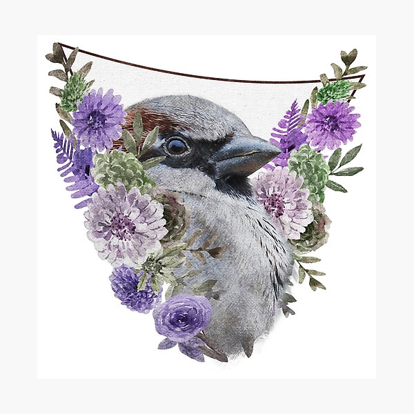 Aperçu de l'œuvre Moineau fleuri créée et vendue par CritterSticker.