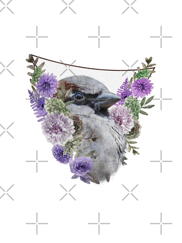 Thumbnail 3 of 3, Scarf, Floral Sparrow designed and sold by CritterSticker.