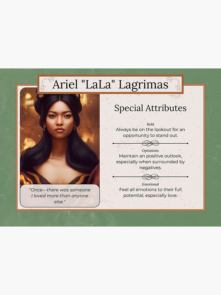 Ariel "LaLa" Lagrimas Character Card by shelbysivad