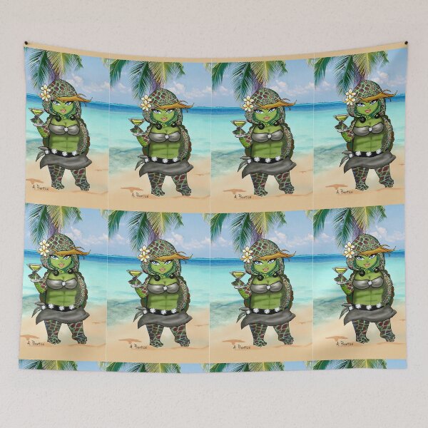 Item preview, Sexy Turtle on Beach with Cocktail designed and sold by Hippogal.