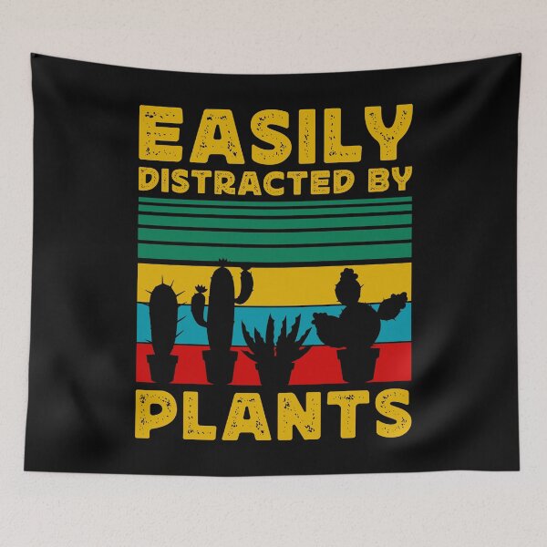 Item preview, Easily districted by plants saying retro vintage funny cactus Plants Lover  designed and sold by BELASKRI STORE.