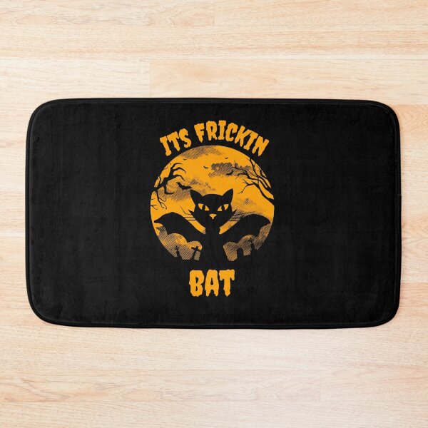 Item preview,  Its Frickin Bats- I Love Halloween - Bats And Cat With Orange Moon And Graveyard designed and sold by ImagesDesigns.