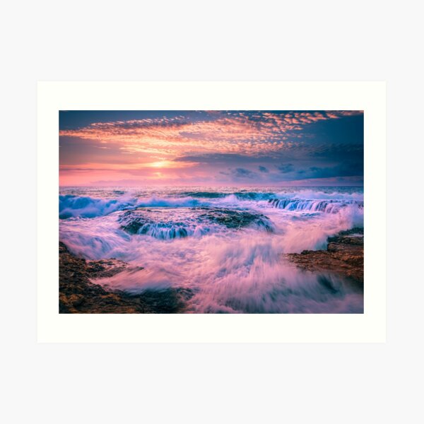 Washing machine waves and rocks Art Print