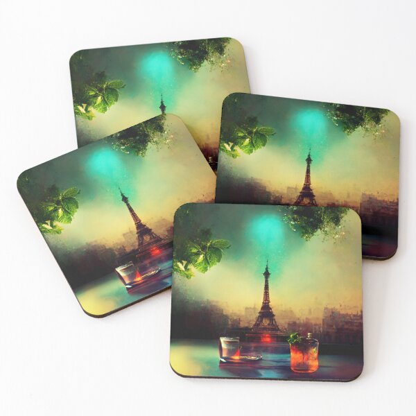 Item preview, Surreal Drink Paris Terrasse Mojito Warm Lighting Ocra designed and sold by AmazinfArt.