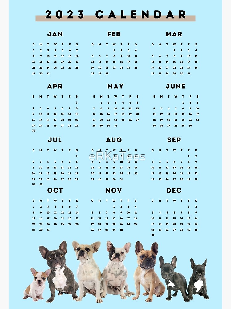 "2023 French bulldogs wall calendar Frenchie lovers calendar for 2023